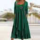 Best-seller🏆👗 Robe midi à volants avec motif en forme de cœur – Coupe trapèze flatteuse et tissu léger, idéale pour les voyages ou les sorties entre amis