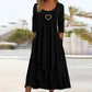 Best-seller🏆👗 Robe midi à volants avec motif en forme de cœur – Coupe trapèze flatteuse et tissu léger, idéale pour les voyages ou les sorties entre amis