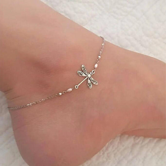 ✨ACHETEZ 1 OBTENEZ 1 ✨GRATUIT AUJOURD'HUI BRACELET DE CHEVILLE LIBELLULE EN ARGENT AVEC PERLE