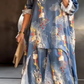 💎 50% DE RÉDUCTION ! 💎 Ensemble Tunique Asymétrique & Pantalon Floral pour Femme – Coupe Fluide, Imprimé Artistique & Parfait pour l’Été