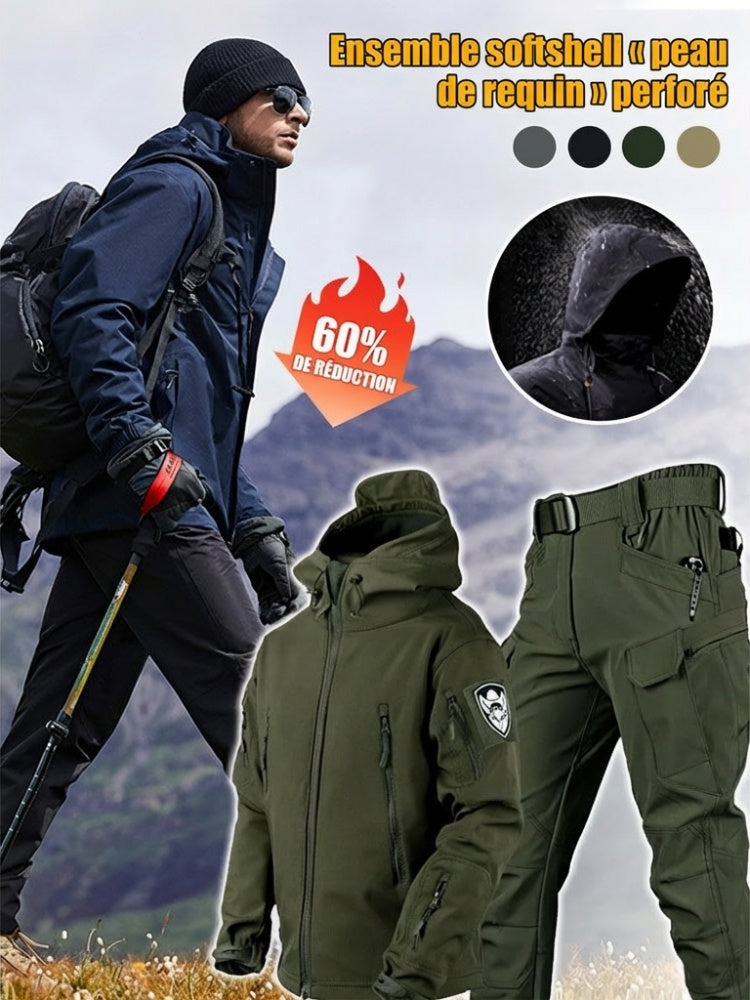 Ensemble veste et pantalon tactiques softshell pour homme