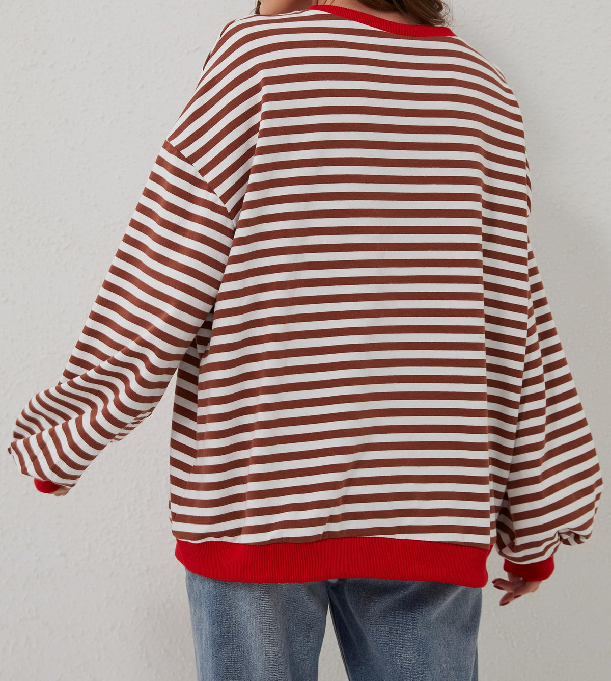 🔥49% de réduction😲 - T-shirt à manches longues et col rond rayé à la mode pour femmes