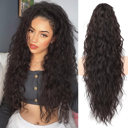 💜 DERNIER JOUR DE PROMOTION - 🔥70 % DE RÉDUCTION🔥 Extension de cheveux frisée et ondulée avec queue de cheval