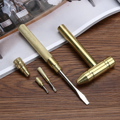 Ensemble d'Outils à Main 5 en 1 - Mini Marteau et Tournevis Multifonction Portable
