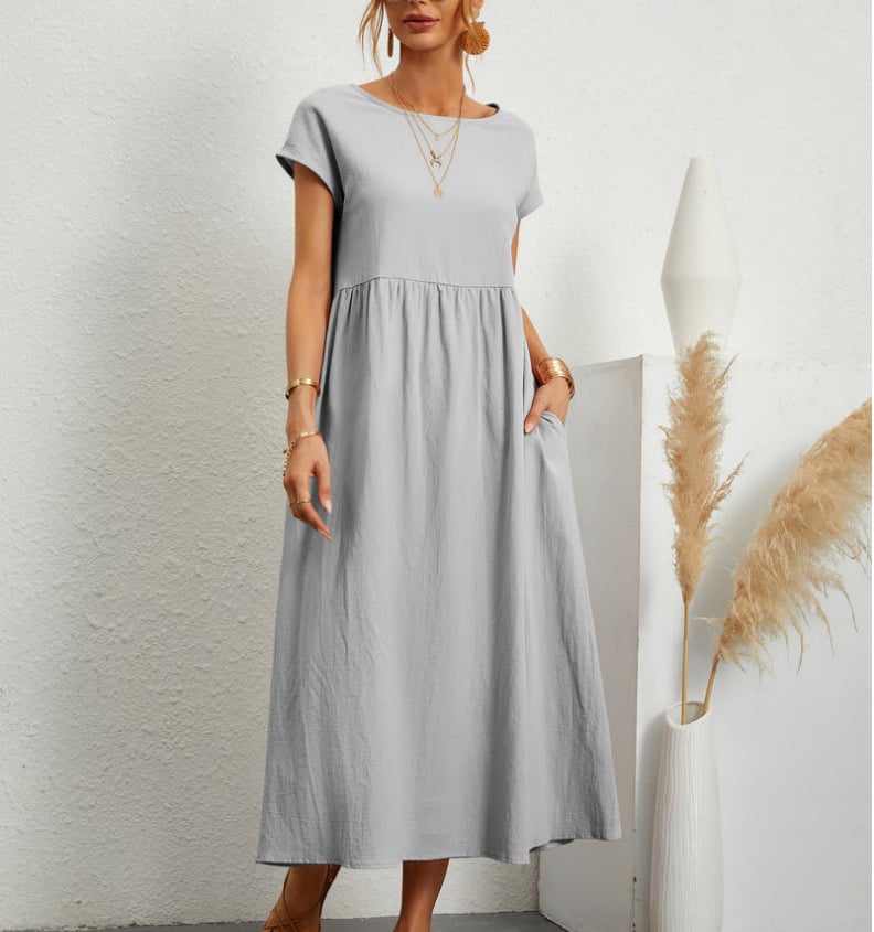 🔥ACHETEZ 2 ET OBTENEZ 8% DE RÉDUCTION💝Robe en coton sans manches à poches de couleur unie