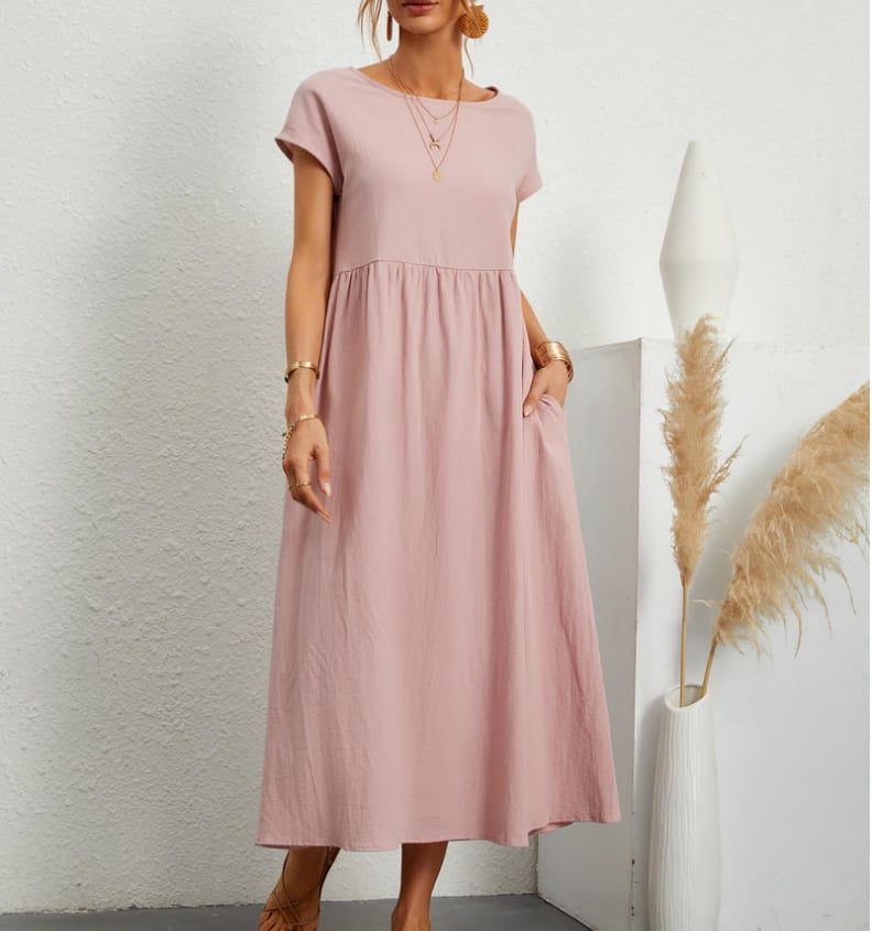 🔥ACHETEZ 2 ET OBTENEZ 8% DE RÉDUCTION💝Robe en coton sans manches à poches de couleur unie