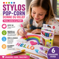 🎄🎁 Stylos à dessin DIY Bubble Popcorn, création ludique, cadeau original pour enfants et loisirs créatifs ✨