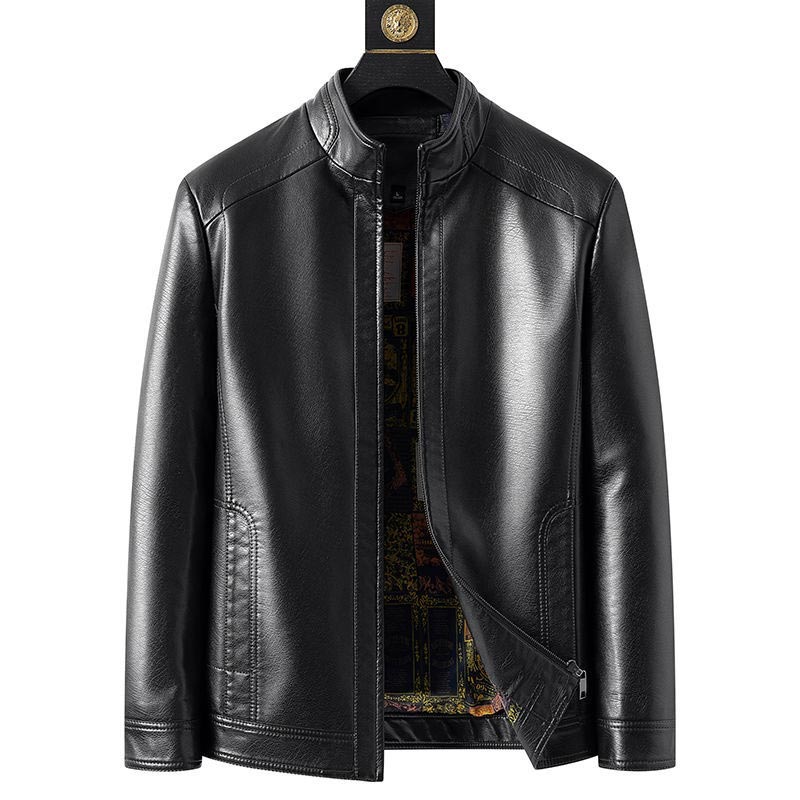 🔥  50% DE RÉDUCTION ! Veste Cuir Homme Doublure Peluche – Chaleur Hivernale, Coutures Main & Col Montant