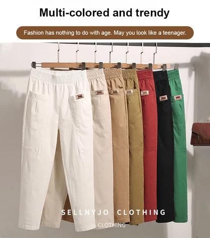 🔥Offre de réduction dans les pantalons en coton à taille élastiquée pour femmes