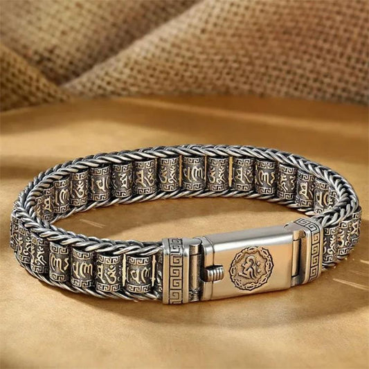 💎 64% DE RÉDUCTION ! 💎 Bracelet Roue de Prière Tibétaine – Argent 925, Porte-Bonheur & Cadeau Saint-Valentin