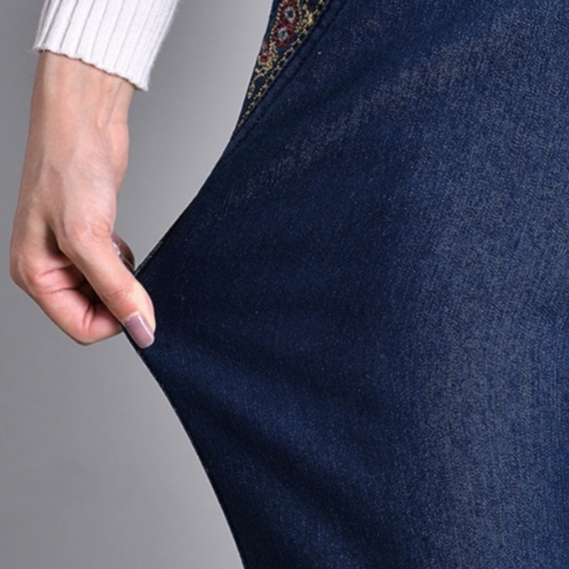 Jeans à poches latérales et taille élastiquée pour femmes🥰Promotion Fête des Mères -50% OFF
