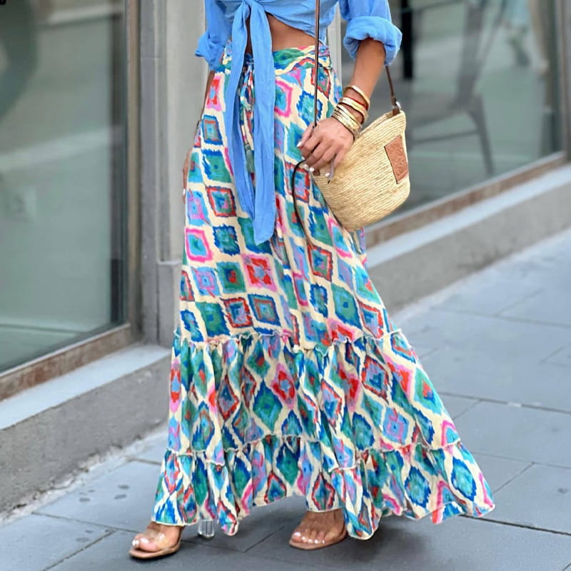 Hot sale 50% discount🔥Summer holiday printed half long skirt