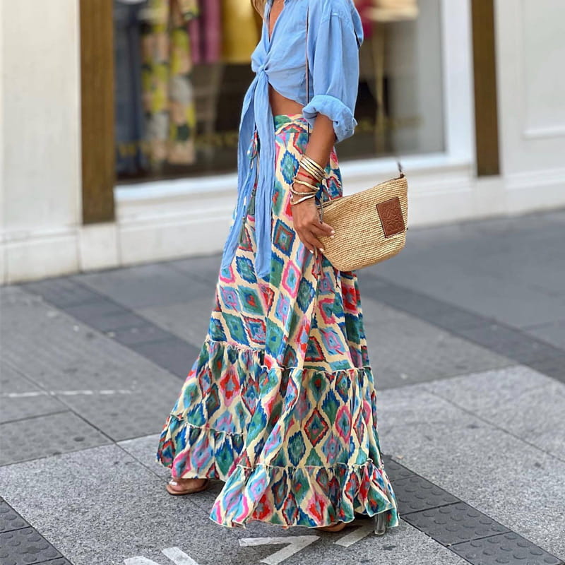 Hot sale 50% discount🔥Summer holiday printed half long skirt
