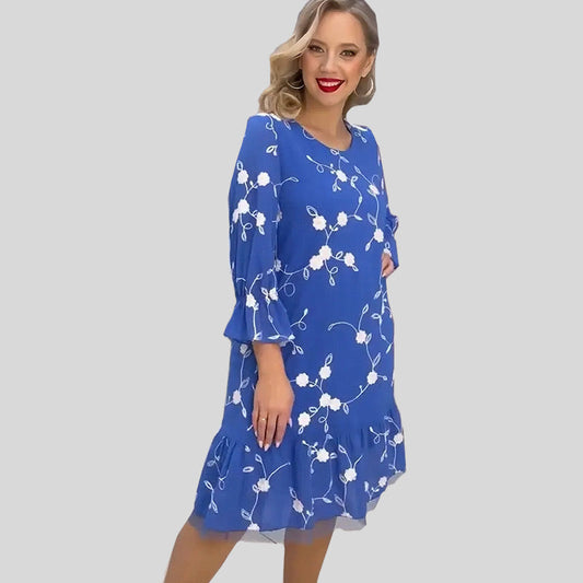 🎉 56% de réduction pour la fête des mères 👩‍🦰 Robe d'été à fleurs imprimées et ourlet volanté pour femmes