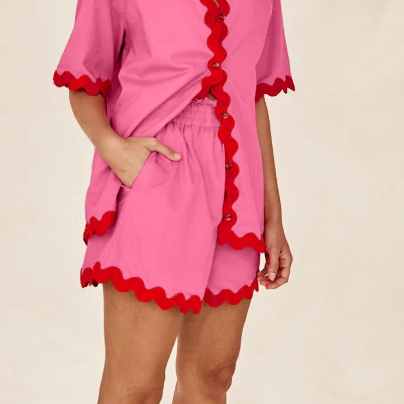 Shirt de chemise d'été pour femmes High Waited Shorts décontractés en 2 pièces