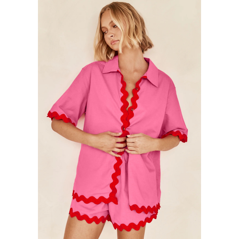 Shirt de chemise d'été pour femmes High Waited Shorts décontractés en 2 pièces
