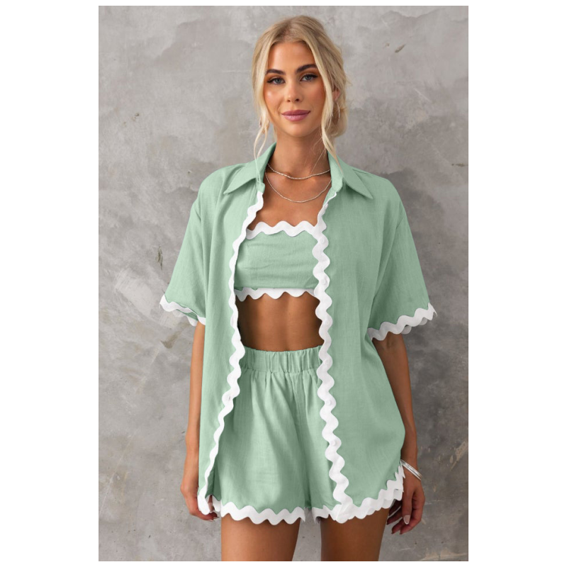 Shirt de chemise d'été pour femmes High Waited Shorts décontractés en 2 pièces
