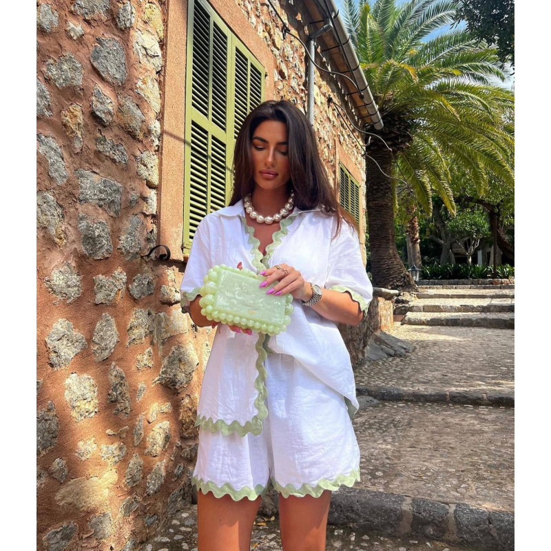 Shirt de chemise d'été pour femmes High Waited Shorts décontractés en 2 pièces