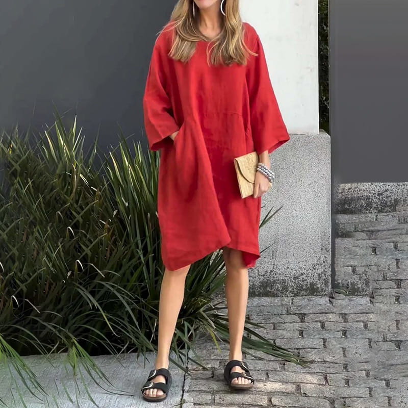 💥Nouveauté à moitié prix💗Robe ample décontractée de couleur unie