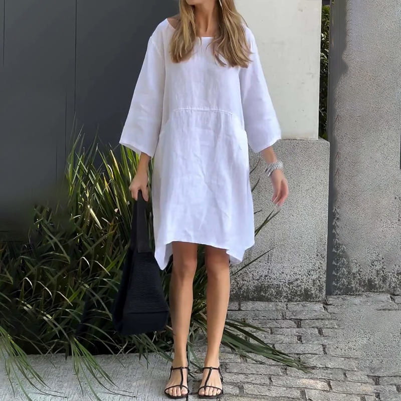 💥Nouveauté à moitié prix💗Robe ample décontractée de couleur unie