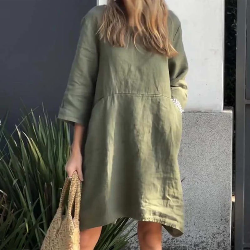 💥Nouveauté à moitié prix💗Robe ample décontractée de couleur unie
