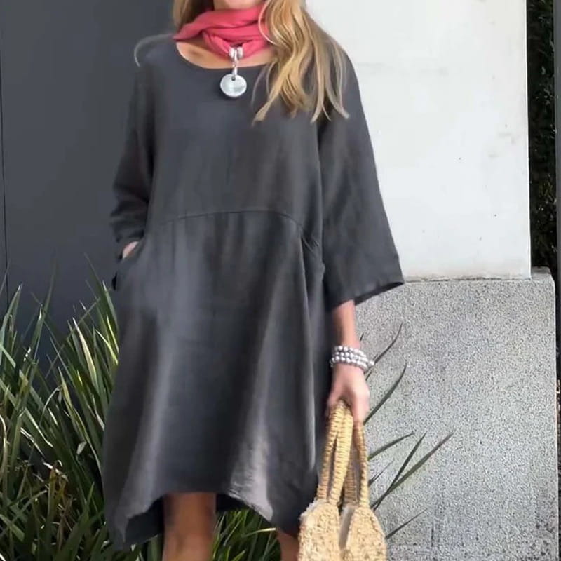 💥Nouveauté à moitié prix💗Robe ample décontractée de couleur unie