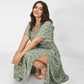 Livraison gratuite🌸Robe longue fendue à motif floral bohémien avec taille élastique pour femmes