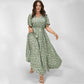 Livraison gratuite🌸Robe longue fendue à motif floral bohémien avec taille élastique pour femmes