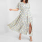 Livraison gratuite🌸Robe longue fendue à motif floral bohémien avec taille élastique pour femmes