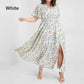 Livraison gratuite🌸Robe longue fendue à motif floral bohémien avec taille élastique pour femmes