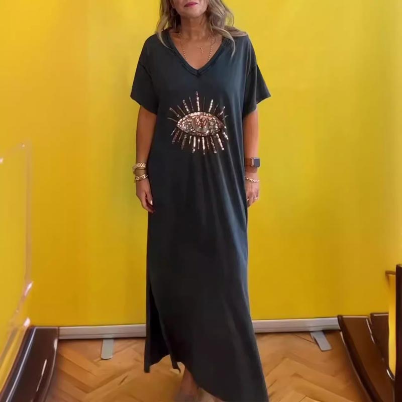 🔥Été à durée limitée - 40 % - Robe ample de couleur unie Devil's Eye pour femme