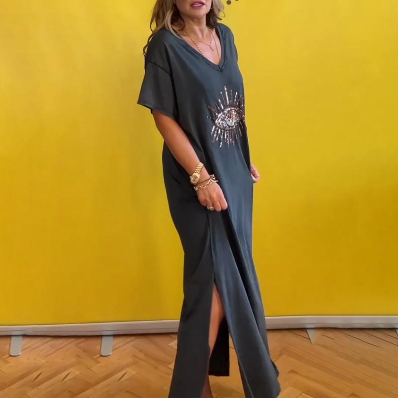 🔥Été à durée limitée - 40 % - Robe ample de couleur unie Devil's Eye pour femme