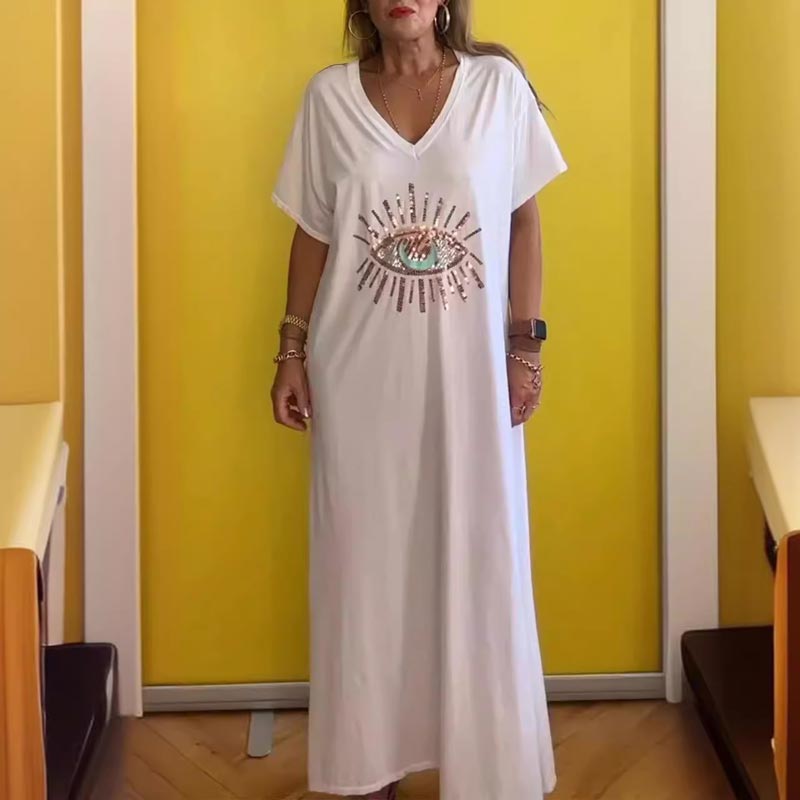 🔥Été à durée limitée - 40 % - Robe ample de couleur unie Devil's Eye pour femme