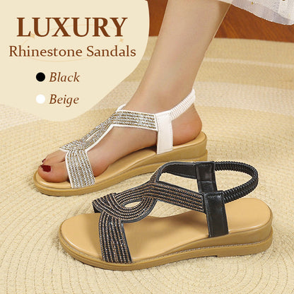 Sandales à strass de luxe avec semelle souple antidérapante