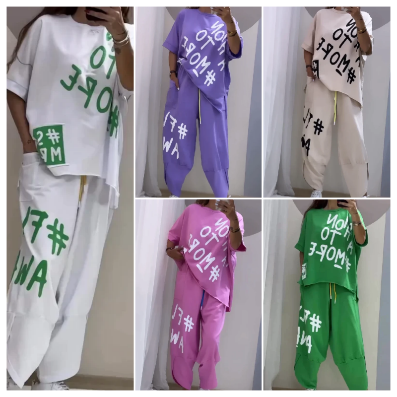 T-shirt et pantalon à deux pièces pour femmes décontractées