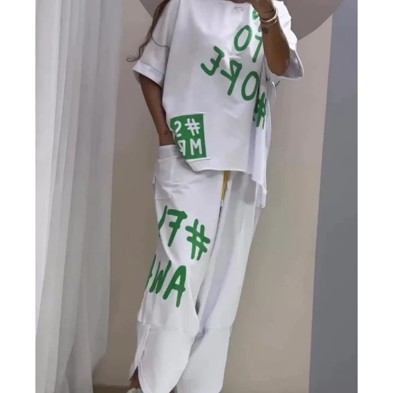 T-shirt et pantalon à deux pièces pour femmes décontractées