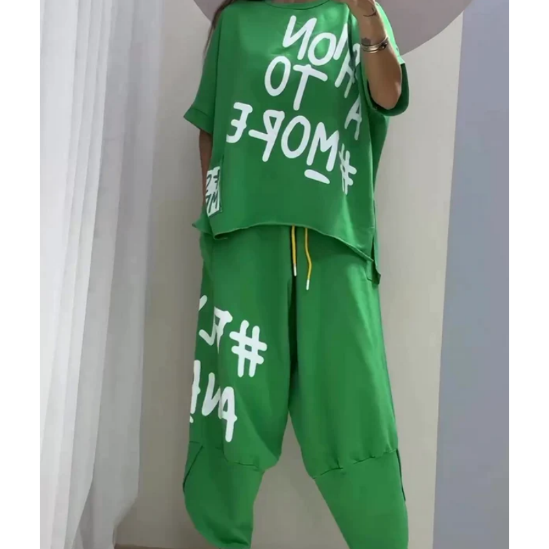 T-shirt et pantalon à deux pièces pour femmes décontractées