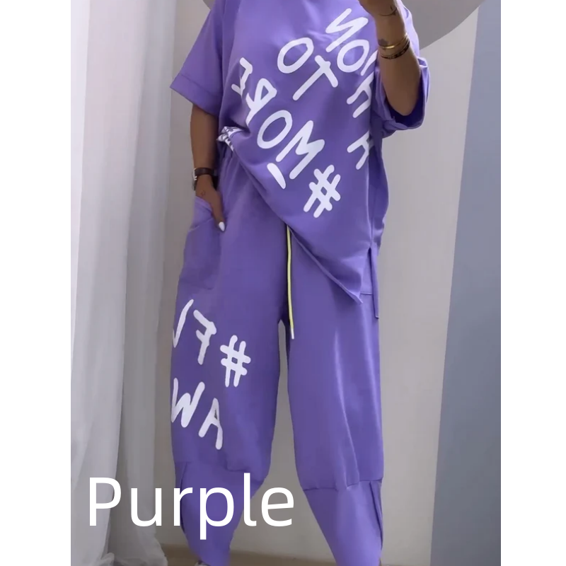 T-shirt et pantalon à deux pièces pour femmes décontractées