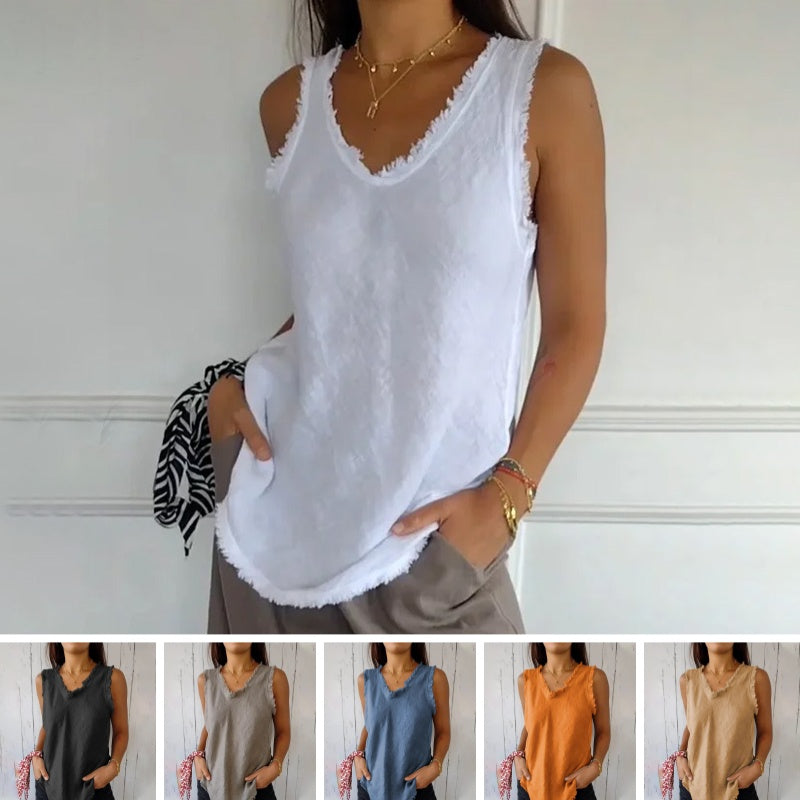 🔥Gilet en col unique dans les tissus en coton et en lin