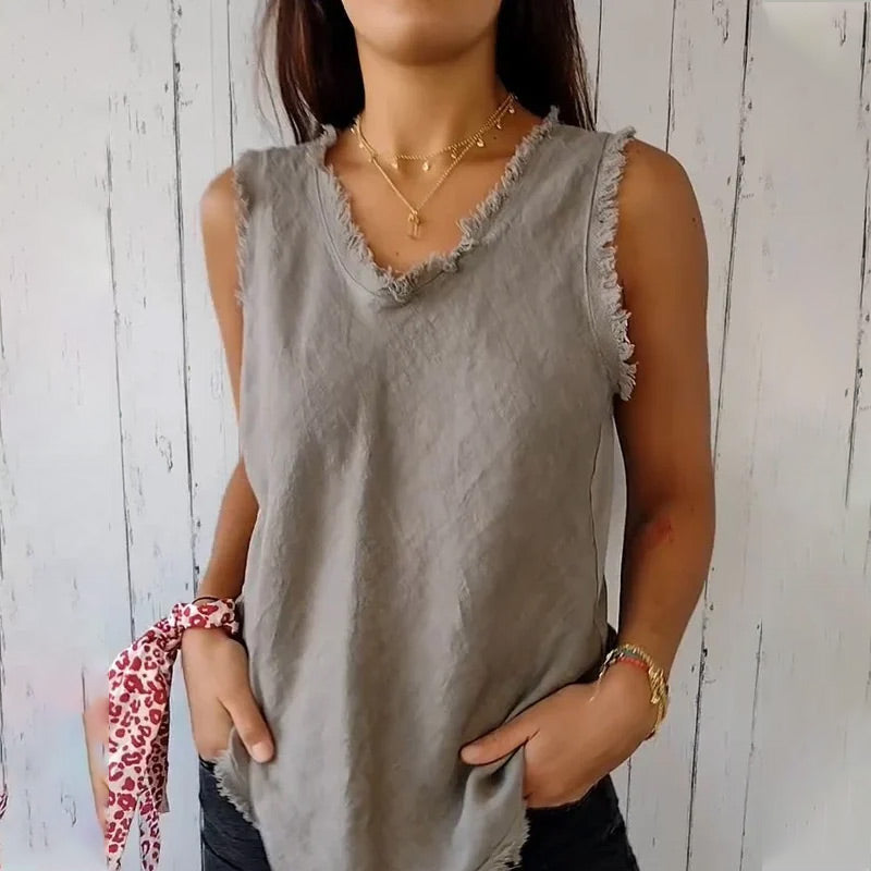 🔥Gilet en col unique dans les tissus en coton et en lin