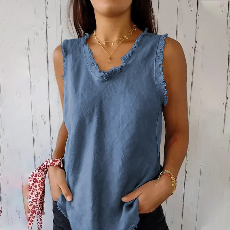 🔥Gilet en col unique dans les tissus en coton et en lin