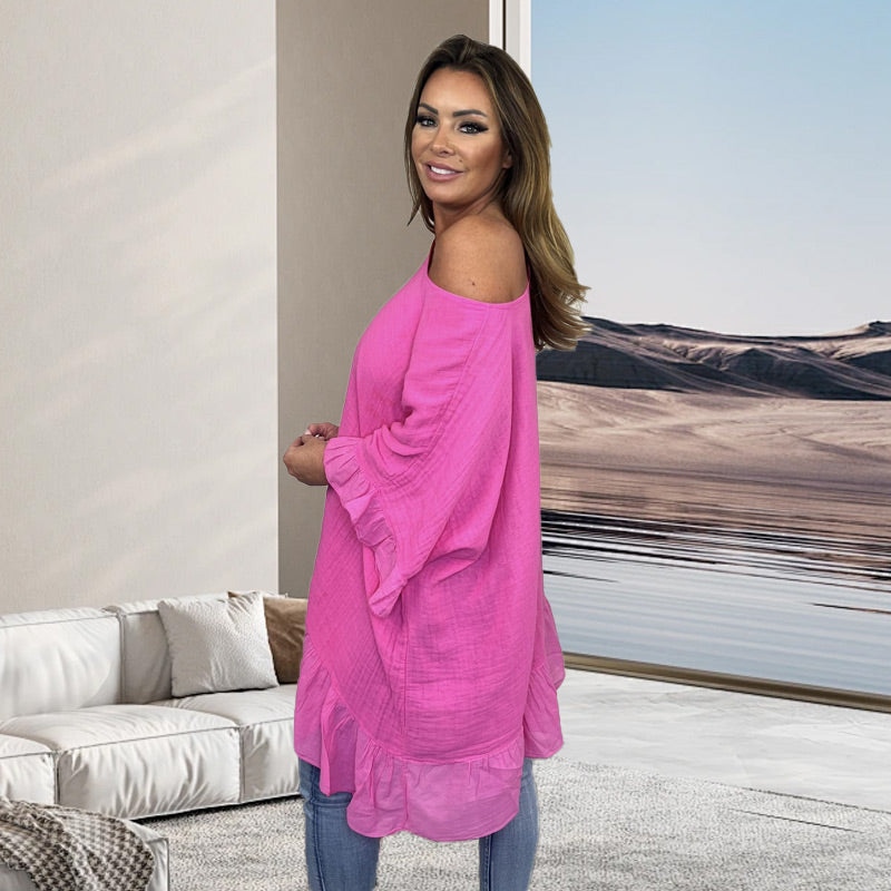 🔥 Vente chaude 2025 🔥Blouses amples plissées à épaules dénudées pour femme