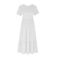 Robe à col rond plissée de couleur unie pour femmes
