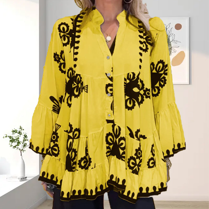 💥2024 pop-ups Haut à Volants Imprimé de Style Boho pour Femmes