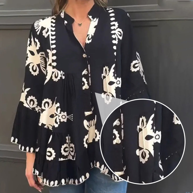 💥2024 pop-ups Haut à Volants Imprimé de Style Boho pour Femmes