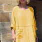 🔥Robe à col rond de couleur unie respirante et décontractée