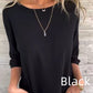 T-shirt décontracté de couleur unie à col rond et manches 3/4 pour femmes