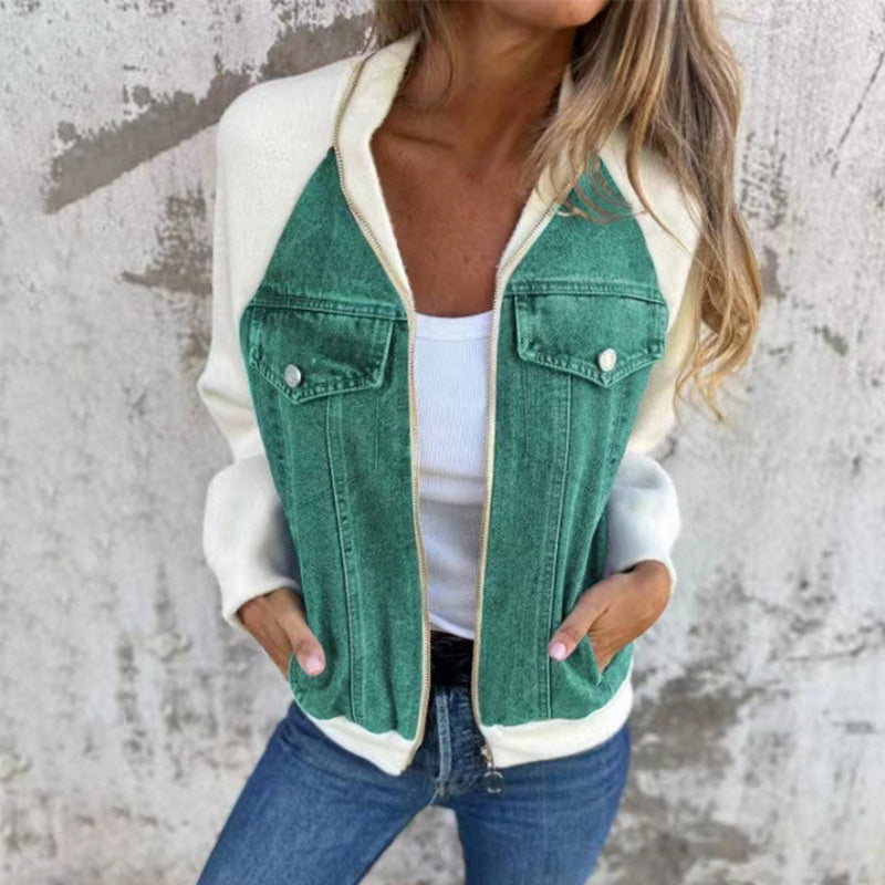 🌸2024 Promotion automne 49%OFF🌸Veste en denim à fermeture éclair pour femme