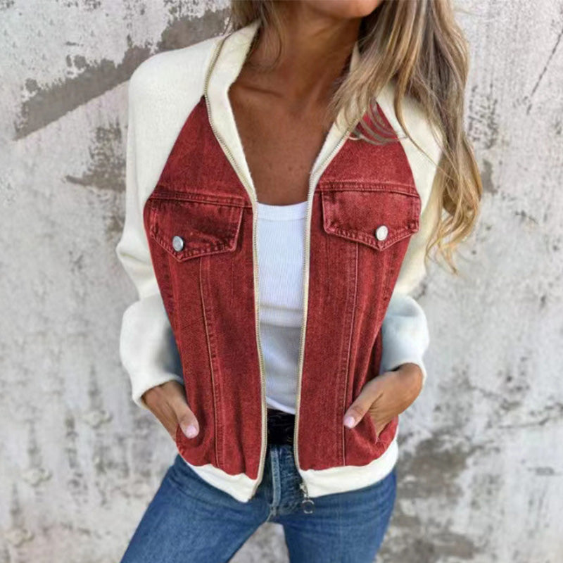 🌸2024 Promotion automne 49%OFF🌸Veste en denim à fermeture éclair pour femme