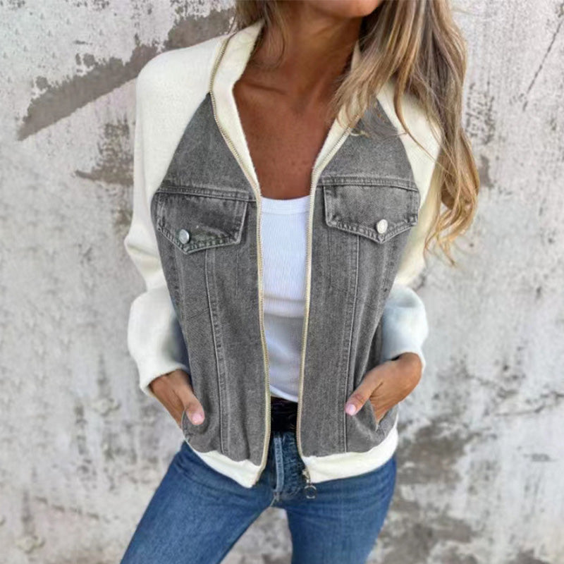 🌸2024 Promotion automne 49%OFF🌸Veste en denim à fermeture éclair pour femme